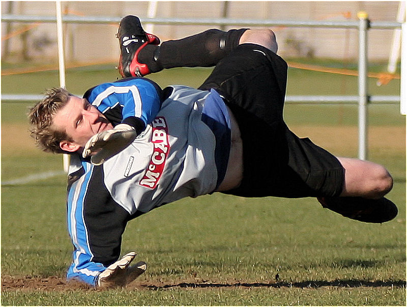 Dean Fuller makes a good save early in the game
