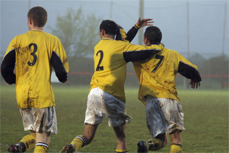 Burgess Hill Players celebrate their equaliser
