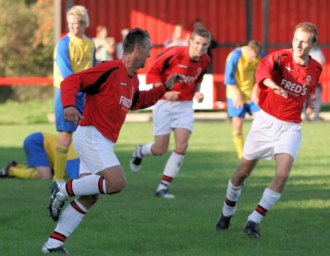 Substitute Eamonn Searle celebrates equalizing for Wick on 85 minutes
