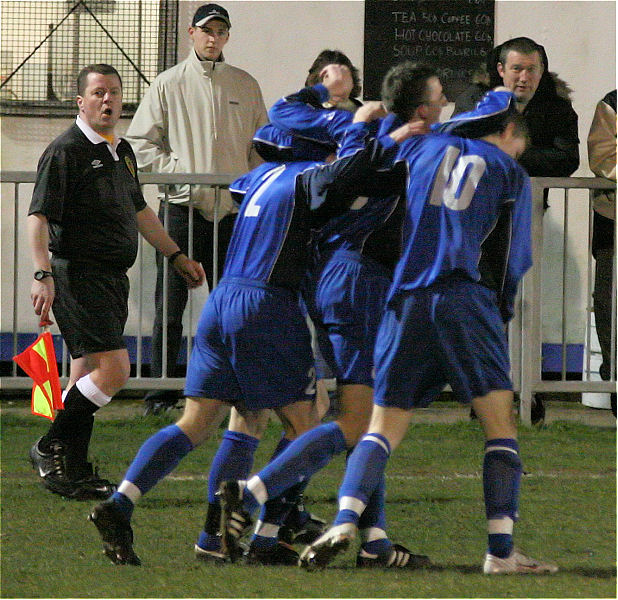 Rustington celebrate Sean Duffy's second goal
