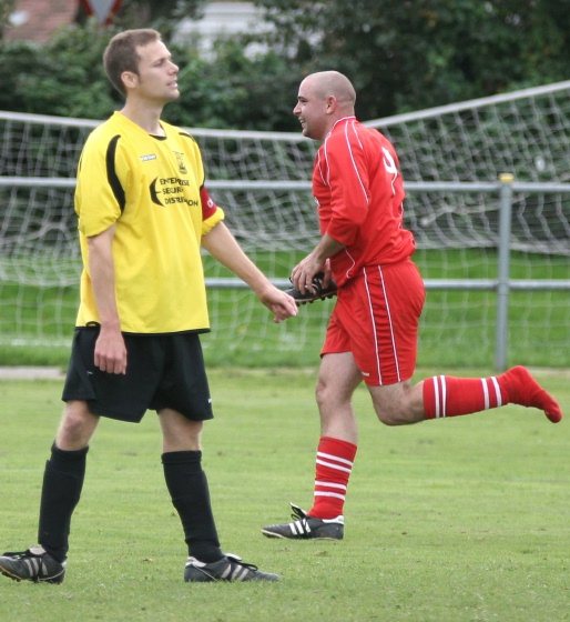 Luke Jones celebrates his goal
