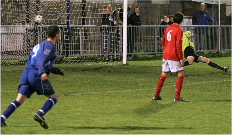 Shoreham equalise through Darren Annis (out of picture) ...
