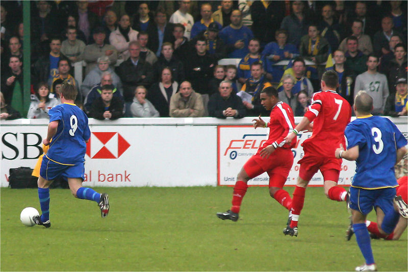 Richar Butler (9) on a run towards the goal
