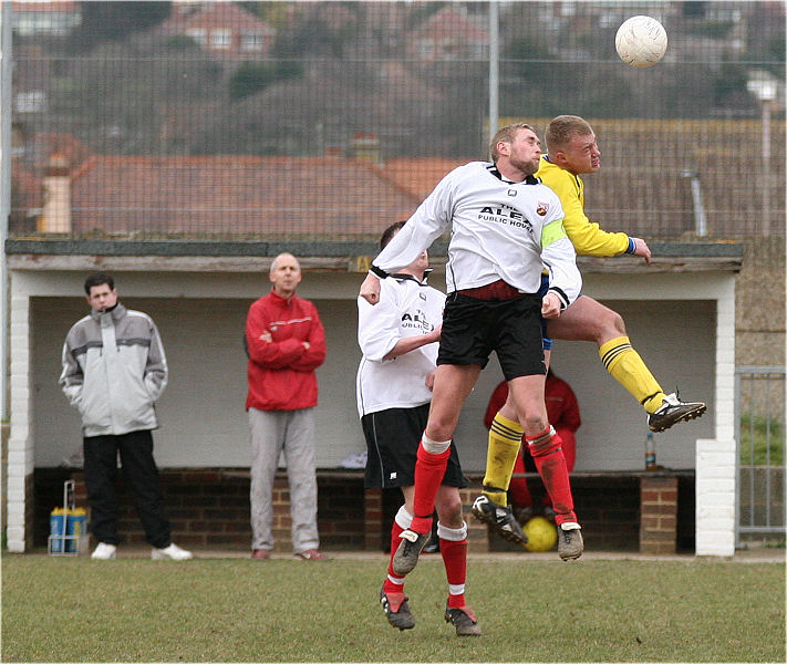 James Heller and Terry Streeter jump for this header
