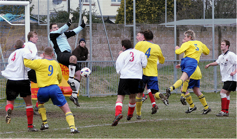 This scramble in the Pagham goalmouth comes to nothing
