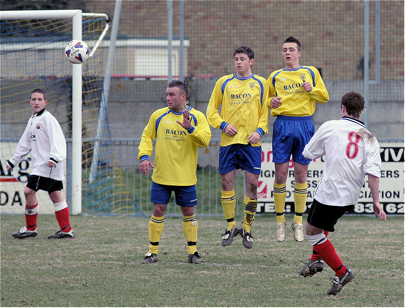 A Doug Peach free kick beats the wall
