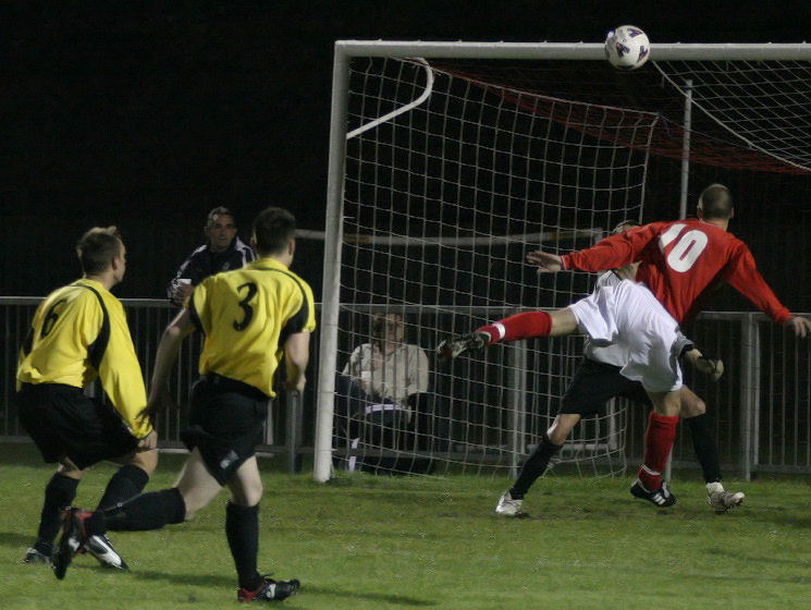 Matt Huckett's header is brilliantly tipped over by Jon Hendricks
