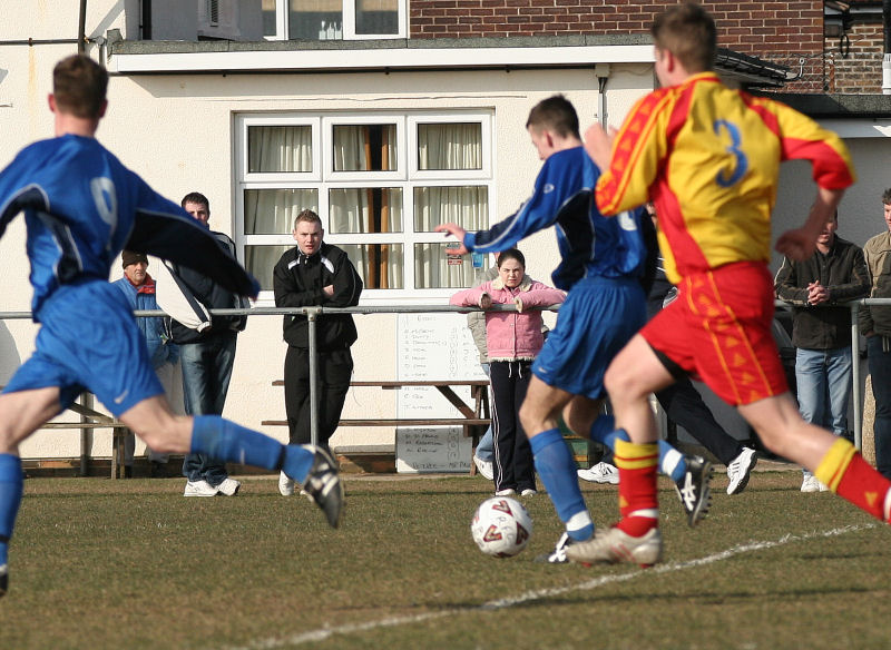 Adam Bibb hits the opening goal ...
