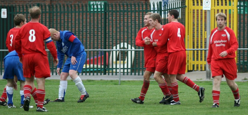 Crawley Down celebrate pulling it back to 3-1
