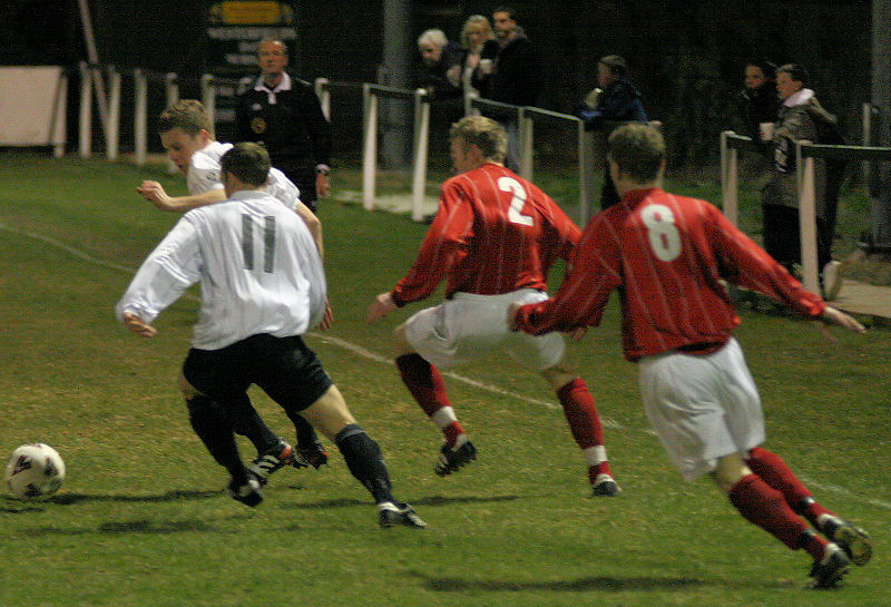 Ryan Hudson (11), Dave McCarthy, Lee Barnard (2) and Simon Clayton (8) chase the ball
