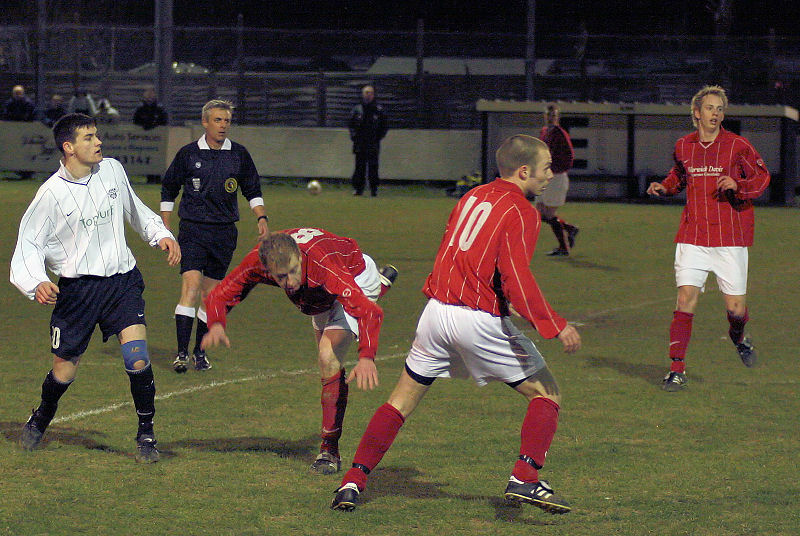 Simon Clayton heads towards goal
