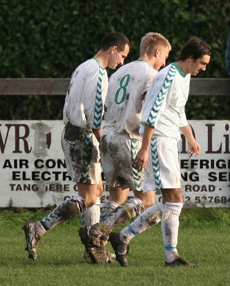 Russell Hardwell celebrates looping the ball into the net for Chi's 3rd goal
