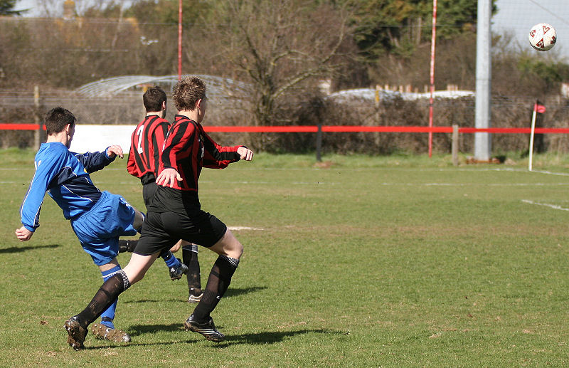 On just 2 minutes Sonny Banks opens the scoring for East Preston with a dipping volley ...
