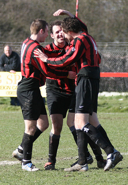 Danny Curd, Pete Christodoulou and Chris Morrow congratulate Ollie Howcroft (hidden - sorry again!)
