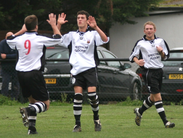 ... and he is greeted by Rob Wimble and Callum Britton
