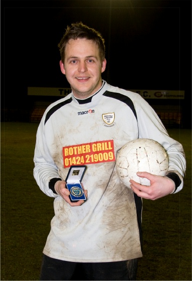 Bexhill keeper Aaron Heritage who saved three penalties in the shoot out
