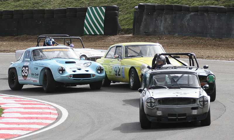 The Thoroughbred sports cars include Joe Henderson's TR6 (88), Mike Hazlewood's TR6, Roy McCarthy's MGBGT (92), winner Steve Watton's TVR (35) and John Ellison's TR4
