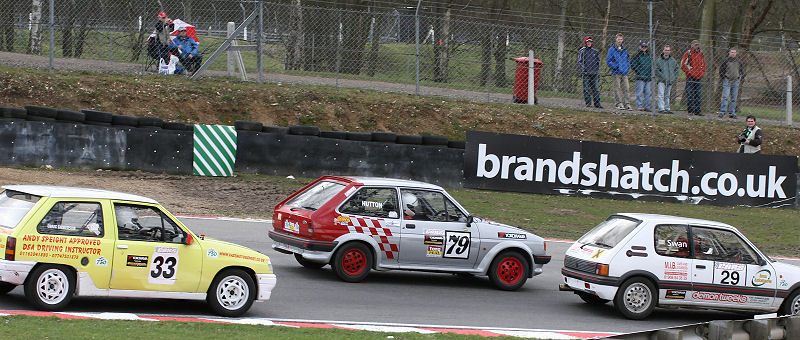 Carl Swan Peugeot 205 GTi (29), Kev Hutton Fiesta XR2 (79) and Craig Emmerson Vauxhall Nova (33)
