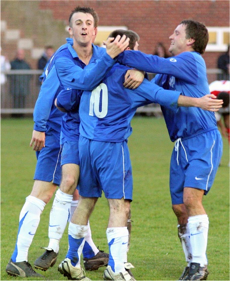 Richy Moss celebrates his equaliser
