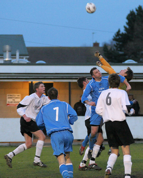 Neil Gledhill punches away under pressure
