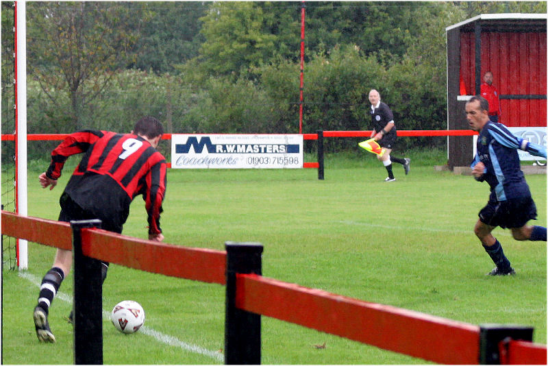 ..... but cannot stop the ball going out for a goal kick
