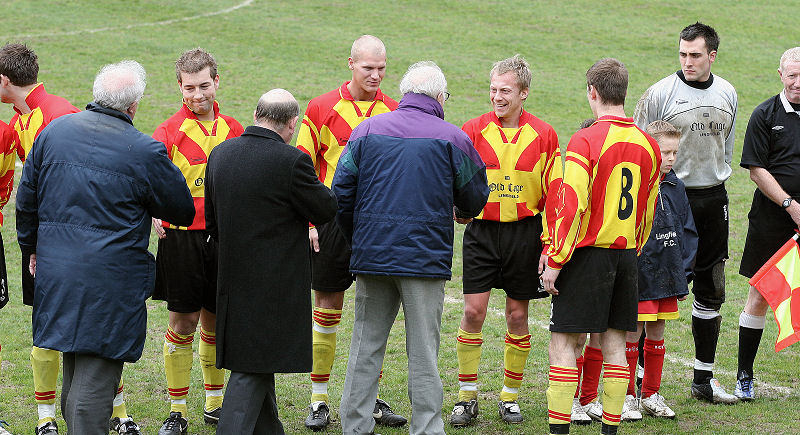 ... Peter Strange, President of the County League, Mick Browning, the Chairman of host club Horsham YMCA and Peter Bentley, Chairman of the County League ... 
