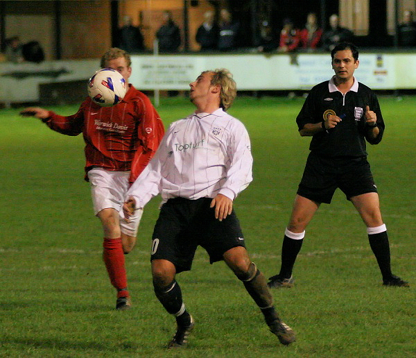 Josh Biggs brings the ball down
