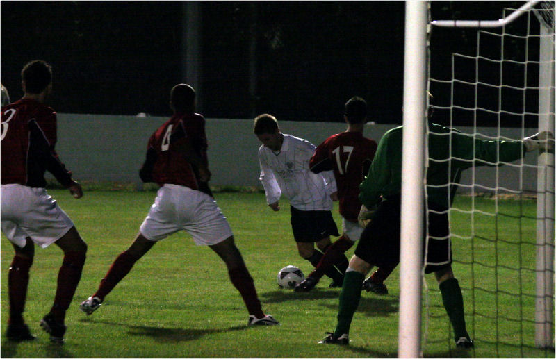 Matt Axell tries to work his way round the Southwick defence
