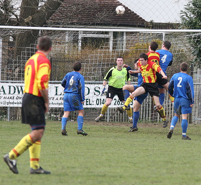 Chris Arrow levels the scores with a looping header on 42 minutes ...
