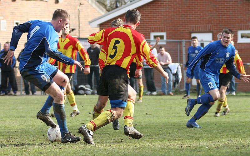 Andy Smart beats two defenders and gets a shot in
