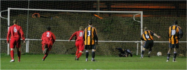 This Three Bridges penalty is saved by Sam Figg

