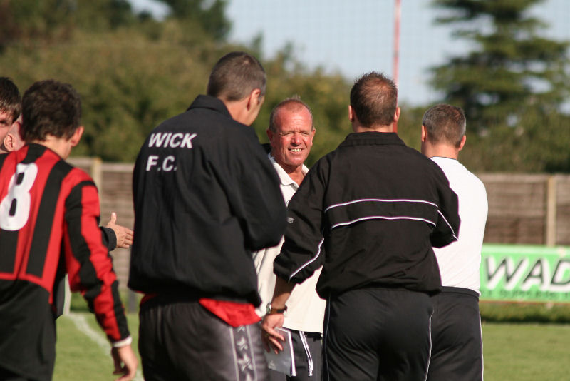 Vic Short (Arundel) shakes hands with Andy Gander and the Wick management and it all starts again at Mill Road on Tuesday 30th

