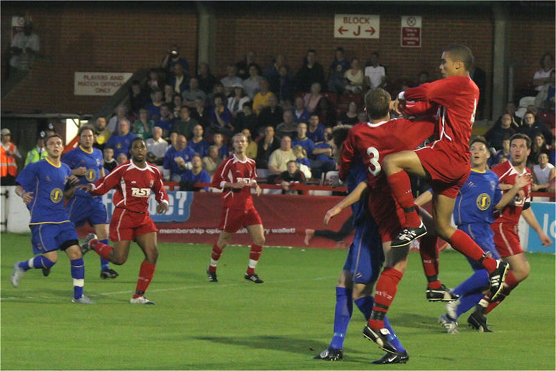 Bromley's Tutu Henriques climbs above Shane Smeltz
