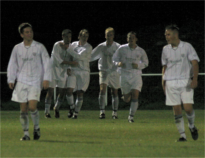 Ryan Dick is congratulated on his second goal in two games 
