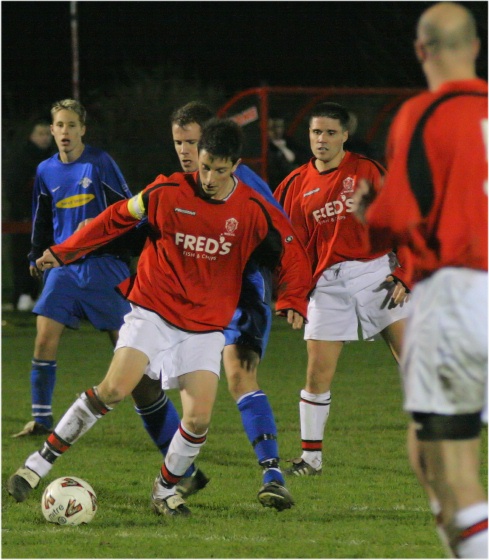 Dave Sharman controls the ball
