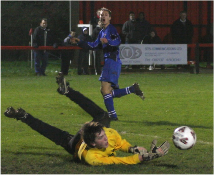 Steve Phillips makes a vital finger tip save
