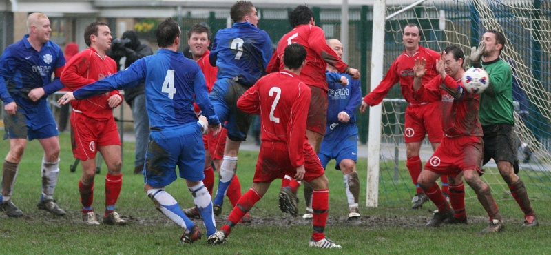 Andy Smart (9) opens the scoring for Rustington ...
