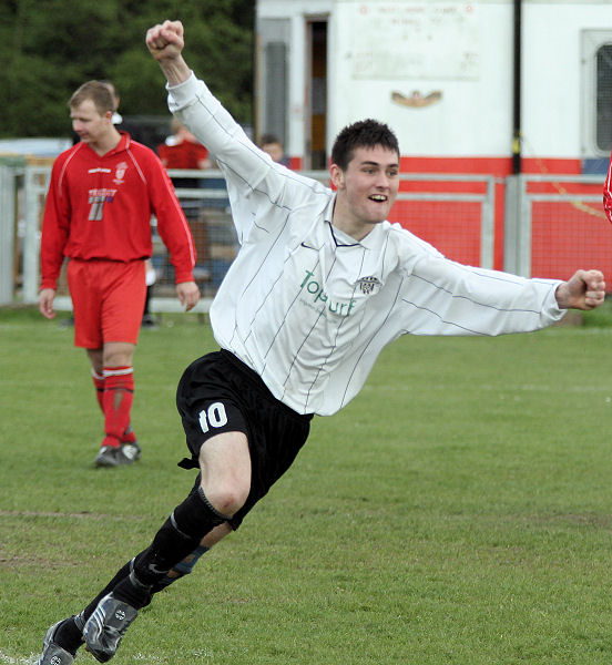 Sonny Banks celebrates his goal which makes it 2-1 to East Preston
