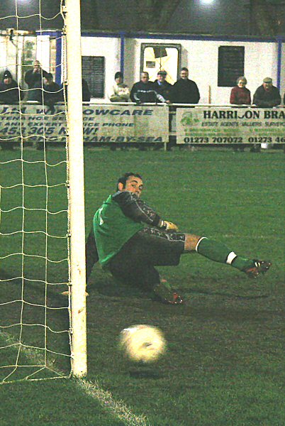 Gareth Clarke is beaten but Jan Miller's penalty for Wick comes back off the post
