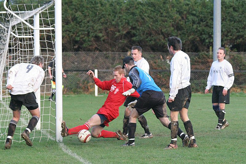 ...and the ball is eventually put out for a corner by Stuart Channon
