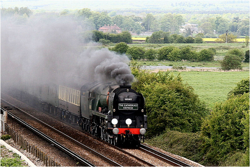 The steam train "The Cathedrals Express" approaches Littlehampton 11th May 2005
