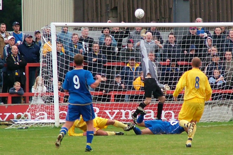 Greg Nessling pulls off a point blank save from Richard Butler
